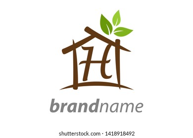 Simple Clean logo design Greenhouse combine with initial H