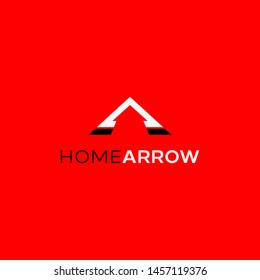 simple and clean logo design with home and arrow