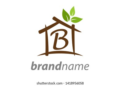 Simple Clean logo design House combine with initial B