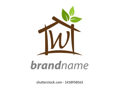 Simple Clean logo design House combine with initial W