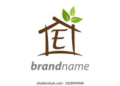 Simple Clean logo design House combine with initial E