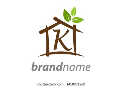 Simple Clean logo design House combine with initial K