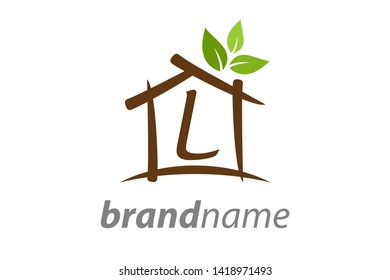 Simple Clean logo design House combine with initial L