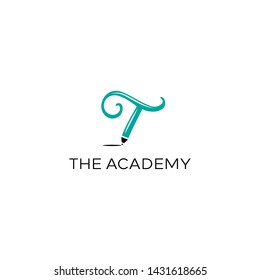 simple and clean logo design with initial T and pen or pencil