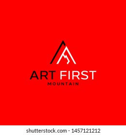 simple and clean logo design with initial A forming mountain and number one or first