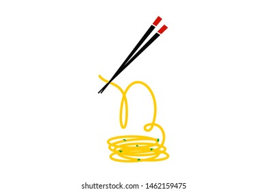 Simple and Clean logo design Initial N combine with noodle.