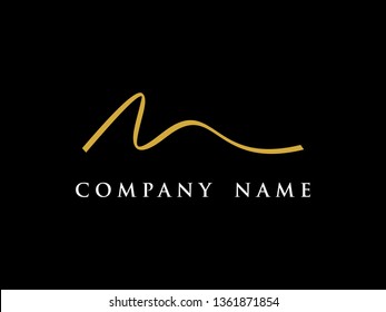 Simple clean logo design letter M combine with ribbon.