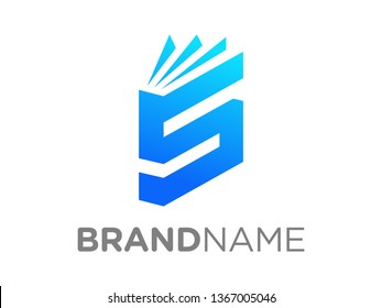 Simple and clean logo design letter S shaped like a book