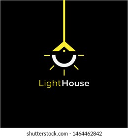 simple and clean logo design with Light or lamp and House vector icon illustration inspiration