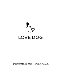 simple and clean logo design with love and dog