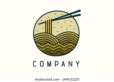 Simple Clean logo design noodle with vintage style.