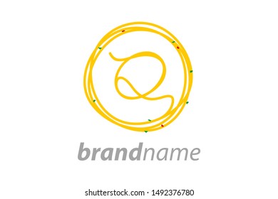 Simple and Clean logo design noodle. Combining initial Q in circle noodle.