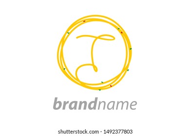 Simple and Clean logo design noodle. Combining initial T in circle noodle.
