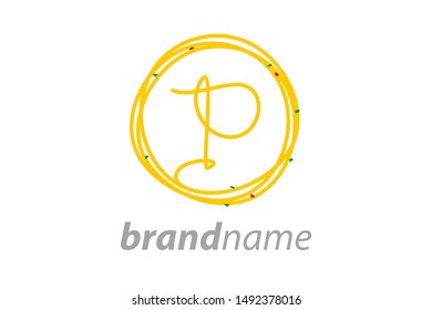 Simple and Clean logo design noodle. Combining initial P in circle noodle.
