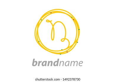 Simple and Clean logo design noodle. Combining initial N in circle noodle.