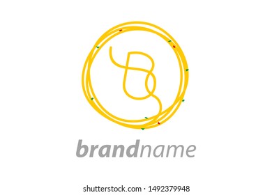 Simple and Clean logo design noodle. Combining initial B in circle noodle.