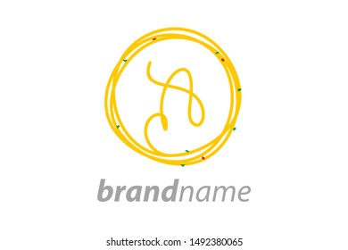 Simple and Clean logo design noodle. Combining initial A in circle noodle.
