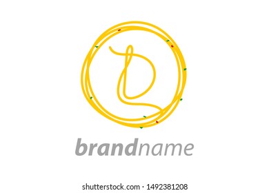 Simple and Clean logo design noodle. Combining initial D in circle noodle.