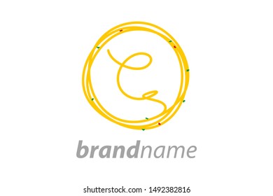 Simple and Clean logo design noodle. Combining initial C in circle noodle.