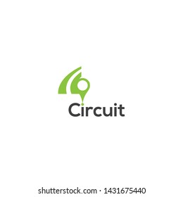 simple and clean logo design road and pin map