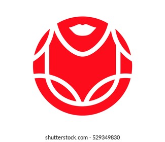 A simple clean logotype showing a female lips and sports bra. The Logo could be a trademark for a female sportswear company or a fitness club.