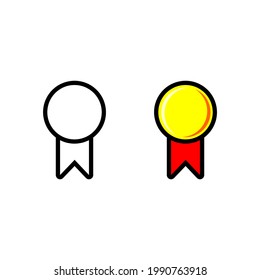 Simple Clean Medal Vector Outline And Colored