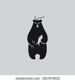 Simple Clean Minimalist Bear Logo Suitable For Japanese Food,Chinese Food,Seafood,Noodle Etc.