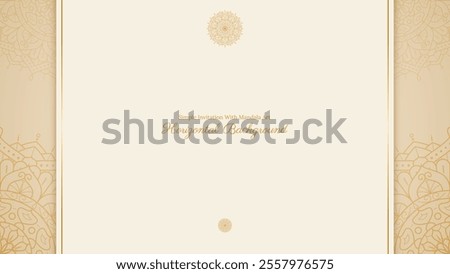 Simple Clean Minimalist Cream Horizontal Invitation Background with Elegant Floral Mandala And Luxury Gold Accents