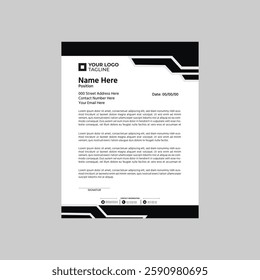 Simple and clean modern business letterhead design  with black color. vector template.