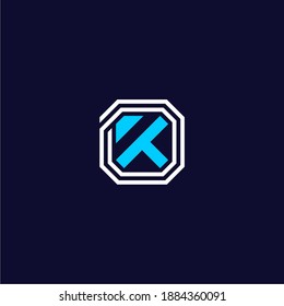 simple clean modern letter T K logo design