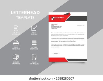 Simple and clean modern letterhead vector template for your business and private.