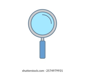 Simple, clean, and modern magnifying glass icon. Perfect for websites, apps, and presentations needing a search, find, or zoom element.  Versatile design suitable for various styles and branding.