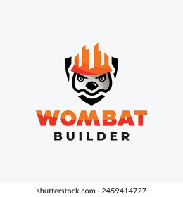 Simple, clean, modern mascot logo design. Wombat, Safety Hard Hat and Building character logos.