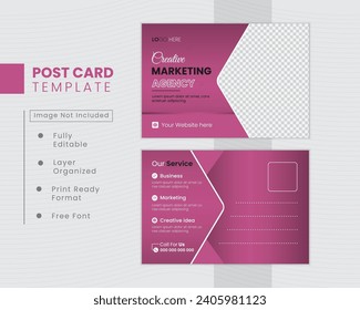 Simple and Clean Modern Minimal Postcard Template.