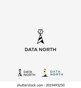 simple, clean, modern, unique coding or data and lighthouse logo design. vector icon illustration inspiration