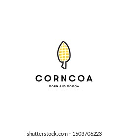 simple, clean, modern and unique corn forming cocoa idea logo design illustration inspiration. vector icon with eps10. mono line and unique with double meaning style logos