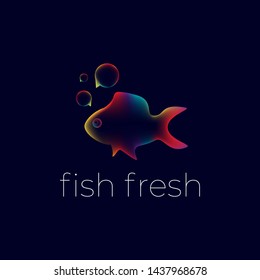 Simple, clean, modern, unique and fun logo design illustration inspiration with overlapping transparent design. Bubble chat and fish