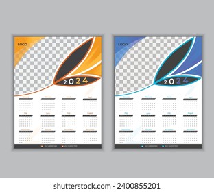 simple and clean  modern wall calendar design 2024. 