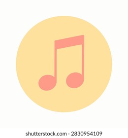 Simple and clean music note icon set within a pastel-colored circular background, ideal for music, audio, or entertainment themes.