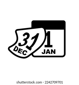 Einfache und saubere Silvester-Kalender Vektorgrafik-Symbolillustration