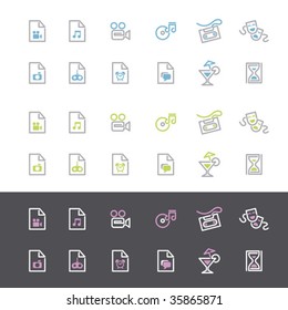 Simple and clean one-line-draw icon set with three colors option ready to use for web or corporate design layout.