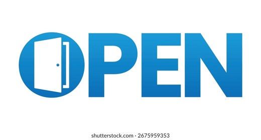 A simple and clean open door icon on a white background. The image is perfect for any business or website needing a clear and concise symbol. It is a vector graphic.