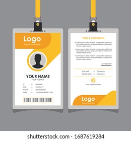 Diseño simple de tarjeta de identificación abstracta naranja limpia, vector profesional de plantilla de tarjeta de identidad para empleados y otros
