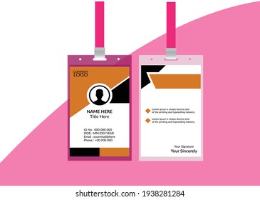 Simple and Clean Orange ID Card Design Template