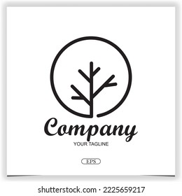 simple clean outline circle tree logo design premium elegant template vector eps 10