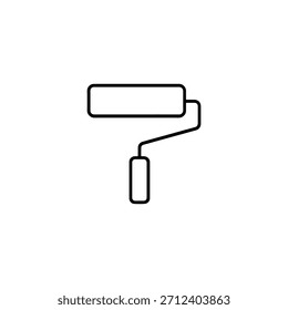 Icono de contorno simple y limpio de un rodillo de pintura, que simboliza proyectos de renovación, bricolaje y mejoras para el hogar.