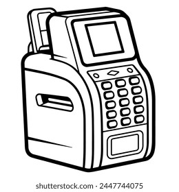 Simple and clean outline vector icon representing a payment machine, perfect for use in various digital and print designs.