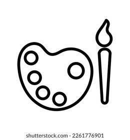 Pincel De Pintura Simple Y Limpio Con Ilustración Del Vector De Contorno De Icono De Paleta