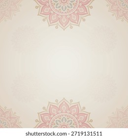 Simples Pasta Limpa Rosa e Ouro Macio Floral Mandala Elegante Simetria Padrão Quadro Quadrado Fundo com Espaço de Cópia