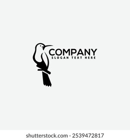 Logotipo de pájaro encaramado simple y limpio, Plantilla de pájaro zumbando con fondo blanco. Conveniente para su logotipo de la necesidad del diseño